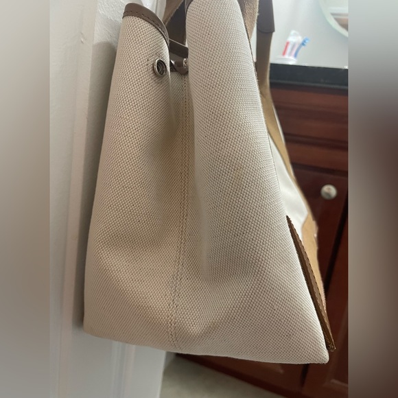 BALENCIAGA  Cabas S Hand Tote Bag Pouch Canvas Leather Camel Brown - Picture 5 of 15